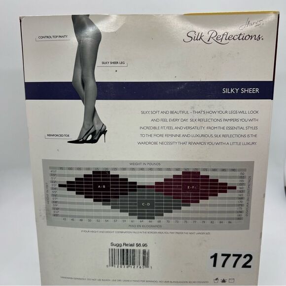 Vintage Hanes Silk Reflections Silky Sheer Control Top Sheer  Pantyhose, size Ef - Picture 2 of 4
